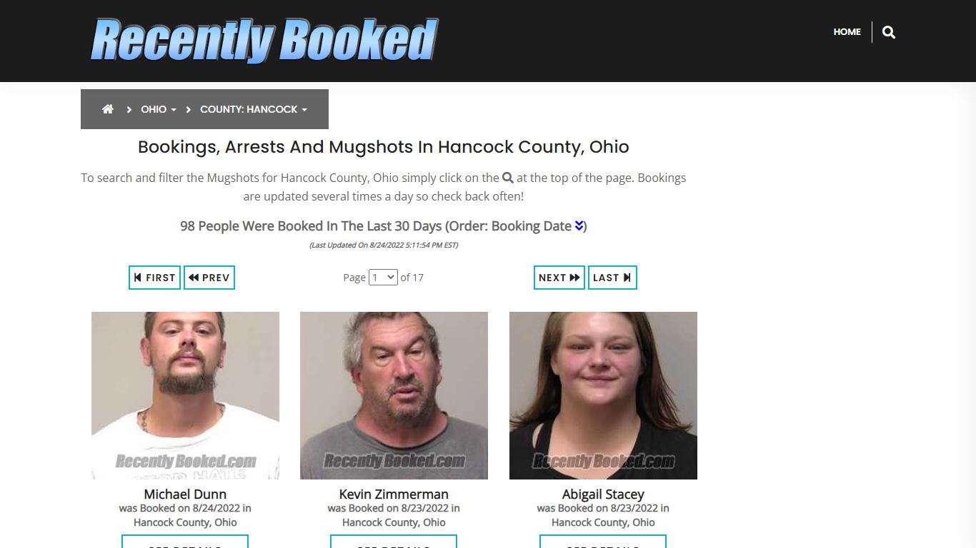 Recent bookings, Arrests, Mugshots in Hancock County, Ohio